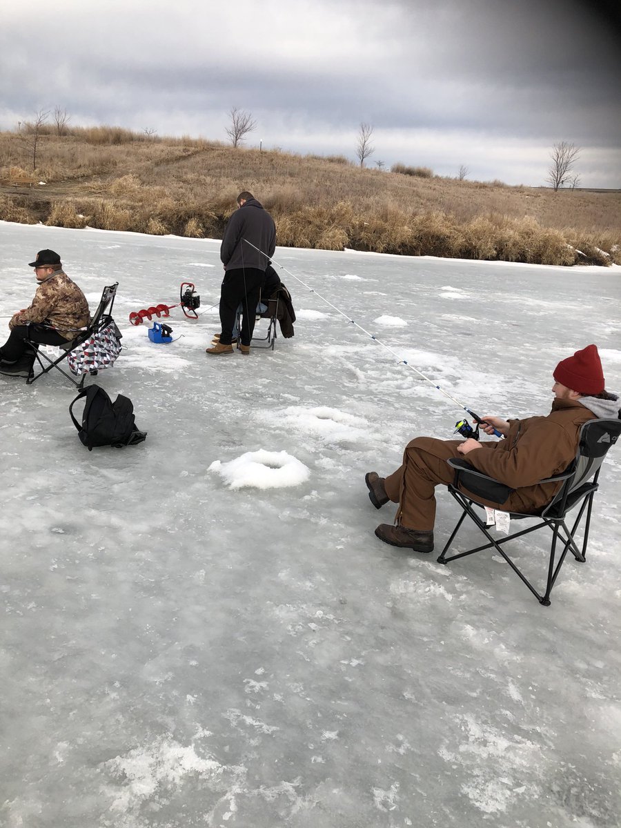 Coach_Mingo's tweet photo. Beautiful morning for ice fishing with the ⁦@DordtFB⁩ Offensive Line.  After 1 qtr of play the score is Breakfast Pizzas consumed 6, Fish caught 0. https://t.co/Xd0iKbVp38