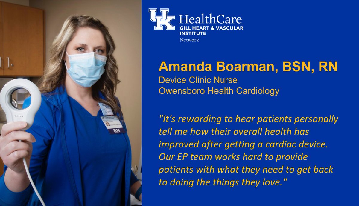 This #HeartMonth we are highlighting members of the Gill Affiliate Network, working #BehindtheBeat to fight against heart disease across Kentucky. Today we thank Amanda Boarman, device clinic nurse at @OwensboroHealth, for making a difference!