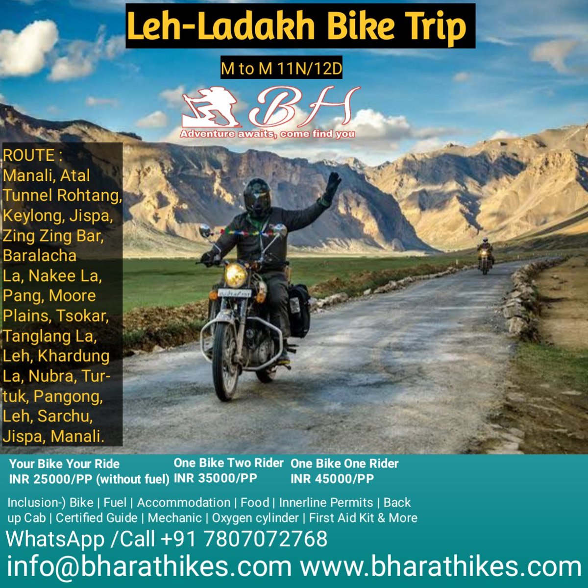 ManaliEscapades's tweet photo. https://t.co/iDQsKjx6P6
.
book your Leh-Ladakh Bike Trip with Bharat Hikes 
batch start's from 10th June 2021
Manali - Leh - Manali 
Dm For Details 
whatsApp / Call +91 7807072768 
.
.
.
#bharathikes #manaliescapades #bhindersinghsunny #leh #ladakh #lehladakh #lehladakhdiaries https://t.co/xKZWCwPRTn