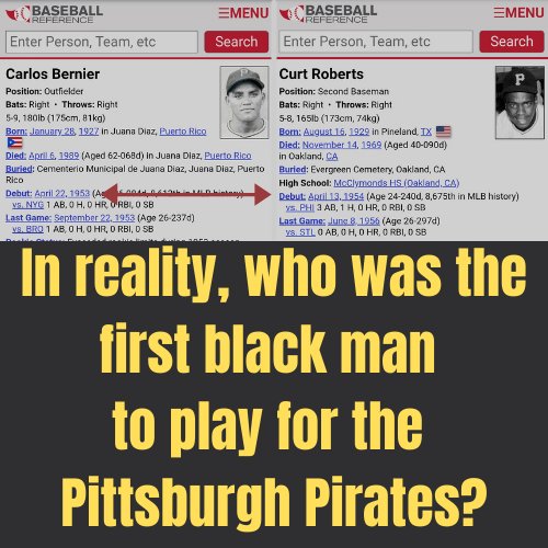 SoyHomarconH's tweet photo. Absolutely correct.

It's time for the @Pirates organization to rewrite history, but to do it correctly.

#CarlosBernier #thereal #firstblackman  to play for the Pittsburgh Pirates. https://t.co/n0lDGL3Nt4