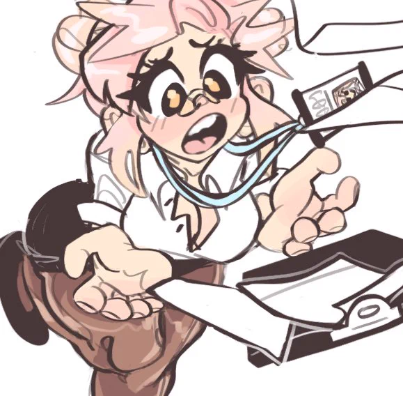 When u draw cute girls tripping at the office....just know you're making them suffer........ 