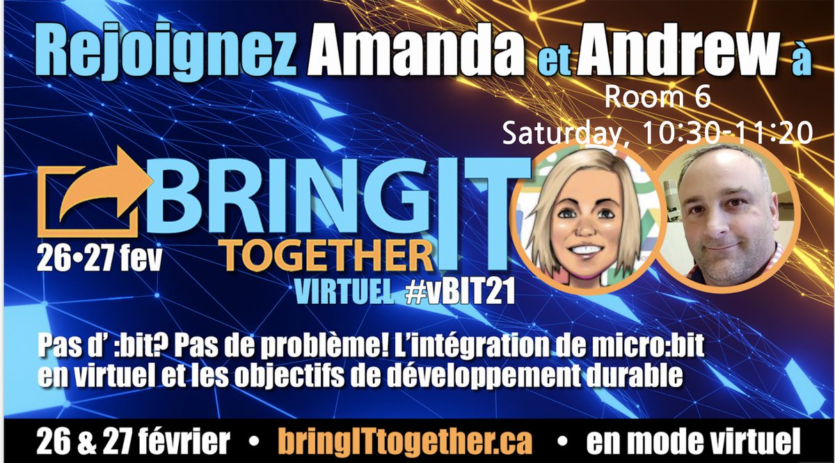Superbe session sur les <a href="/microbit_edu/">Micro:bit Educational Foundation</a> par <a href="/Amanda_Deneau/">Amanda Deneau</a> et @afmcdnL à #vBIT21 , vous pouvez encore vous y joindre!