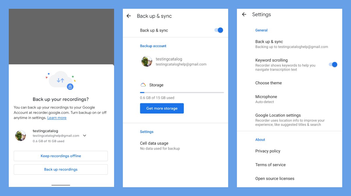 testingcatalog's tweet image. Cloud backup option for Google Recorder was rolled out to all users
testingcatalog.com/cloud-backup-o…

h/t @varaprasadduddu
#GoogleRecorder

📲 t.me/betatestingcat…