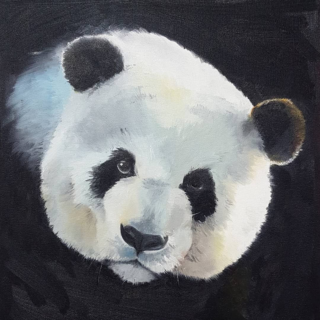 SCyrenity's tweet photo. Oil painting of a panda, I enjoy working in highly contrasted images #yeg #ArtistOnTwitter #art #panda #oilpainting #realism https://t.co/KZCZelWjKC