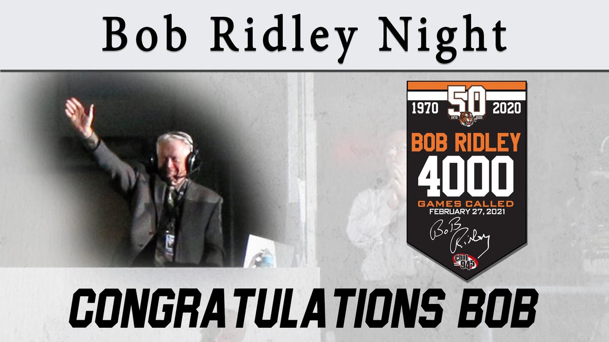 On behalf of the Medicine Hat Tigers Organization, our fans and everyone that listens to Tigers Hockey, we would like to congratulate Bob Ridley on calling his 4000th game for the Medicine Hat Tigers.

Full Details -> tigershockey.com/article/congra…