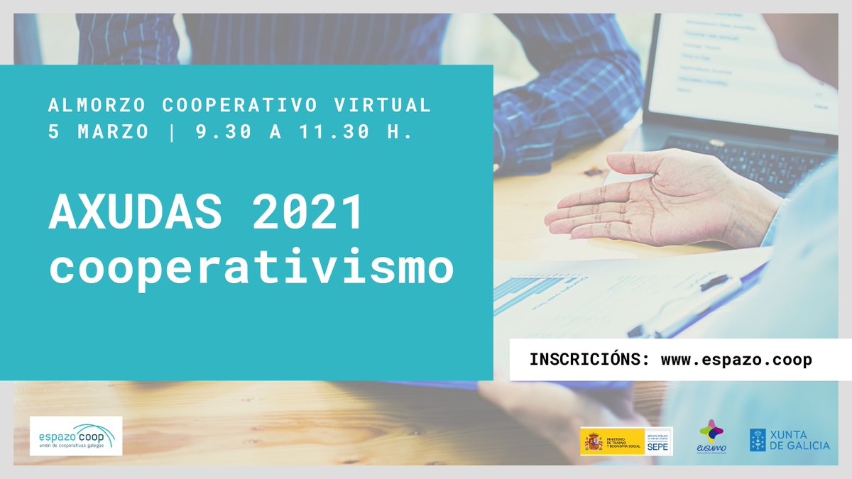 eusumogal's tweet photo. ☕💻 .@UnionEspazocoop organiza un "almorzo cooperativo" sobre o #APROL ➡️ Axudas para a creación de emprego en #cooperativas e #sociedades #laborais.
📝 Inscríbete! 👇
https://t.co/y7vIdXMF8y
E consulta a convocatoria: https://t.co/uYLq0iIKDE https://t.co/vVv4CHYNGF