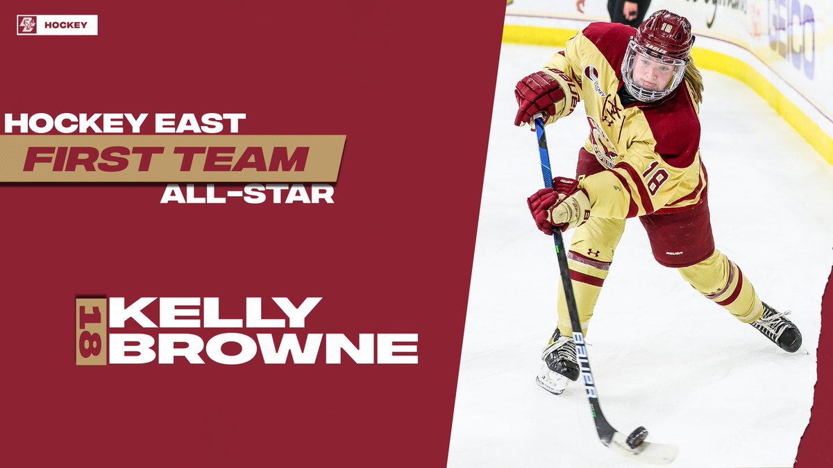 BC_WHockey's tweet photo. 🏅 After leading the league in face-off wins for the second straight year, Kelly Browne is a Hockey East First Team All-Star!

#ForBoston🦅 https://t.co/ROaOb2KGsc