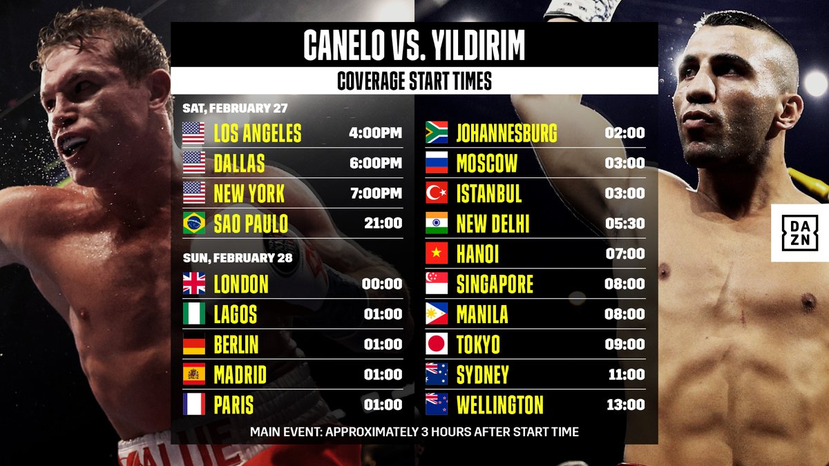 Dazn Boxing The Global Start Times For Caneloyildirim