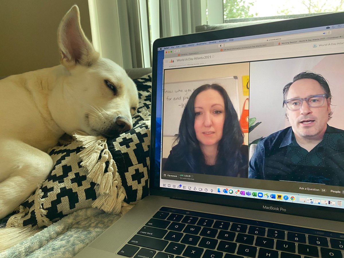 WIADATL's tweet image. &quot;There&apos;s no more work-life balance. There&apos;s just life balance&quot; Keynote speaker @iRollo said it best. 

We’re really enjoying the start of World IA Day Atlanta. 🐶

Join us for free here: lnkd.in/e-QJapB

#WIADATL #WIAD21 #creativity #informationarchitecture