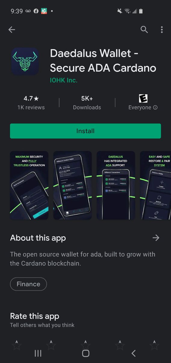 CoffeeKip's tweet photo. Everyone please be careful of this fake Daedalus wallet on the android play store. My friend lost all his Ada. We must be sure to take extra precautions and warn others while navigating through crypto. Be safe! https://t.co/tJXjHKp8uY
