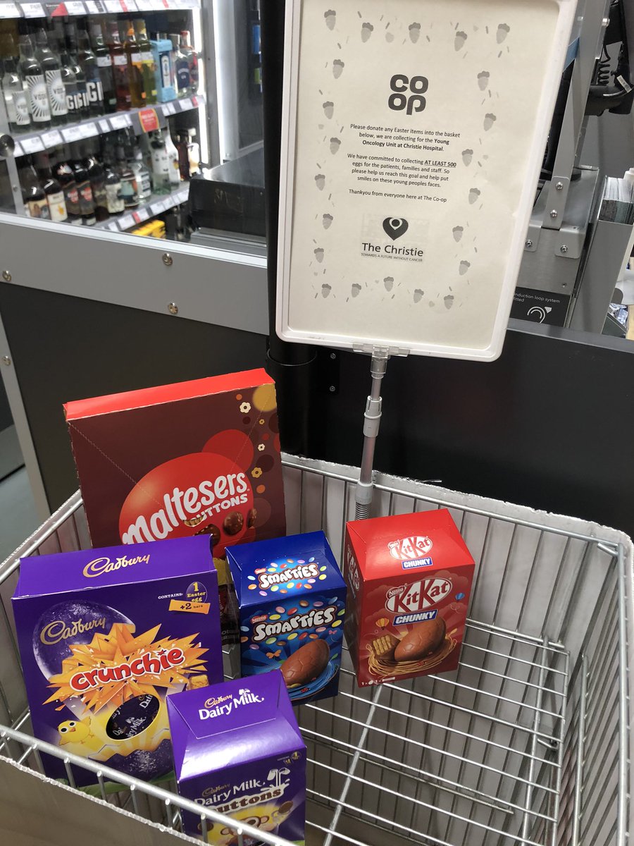And we’re off! With the help of area CE0105 Coop Knutsford has pledged to donate a minimum of 500 Easter eggs to the young oncology unit at The Christie this Easter 💥🐣🍫 Donation points available at all local stores. #ItsWhatWeDo #coopuk #donate <a href="/Daniella0503/">Danielle Peers</a>