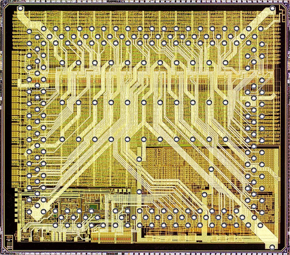 Siliconinsid's tweet photo. IBM 50G6144 (1993)
@kenshirriff 's mystery die! The 50G6144 is an integrated 16/4Mbps Token Ring network interface, IBM proprietary's competitor to Ethernet. The chip is fabricated in IBM 1µm CMOS process and has a custom 16bit processor (lower right) #IBM #TokenRing https://t.co/HGmrWWFZPa