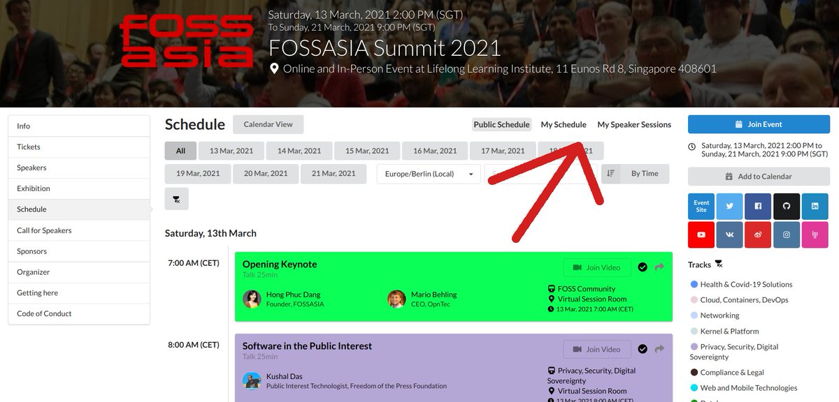 You can now create your personal "My Schedule" on our #OpenSource event solution eventyay.com. Use the tick box to add a session to your #sched. Test it at the @FOSSASIA #Virtual Summit. <a href="/eventyay/">eventyay</a> <a href="/OpenSourceOrg/">Open Source Initiative @osi@opensource.org</a> <a href="/fossasia/">FOSSASIA</a>sg Sign up for free eventyay.com/e/fa96ae2c