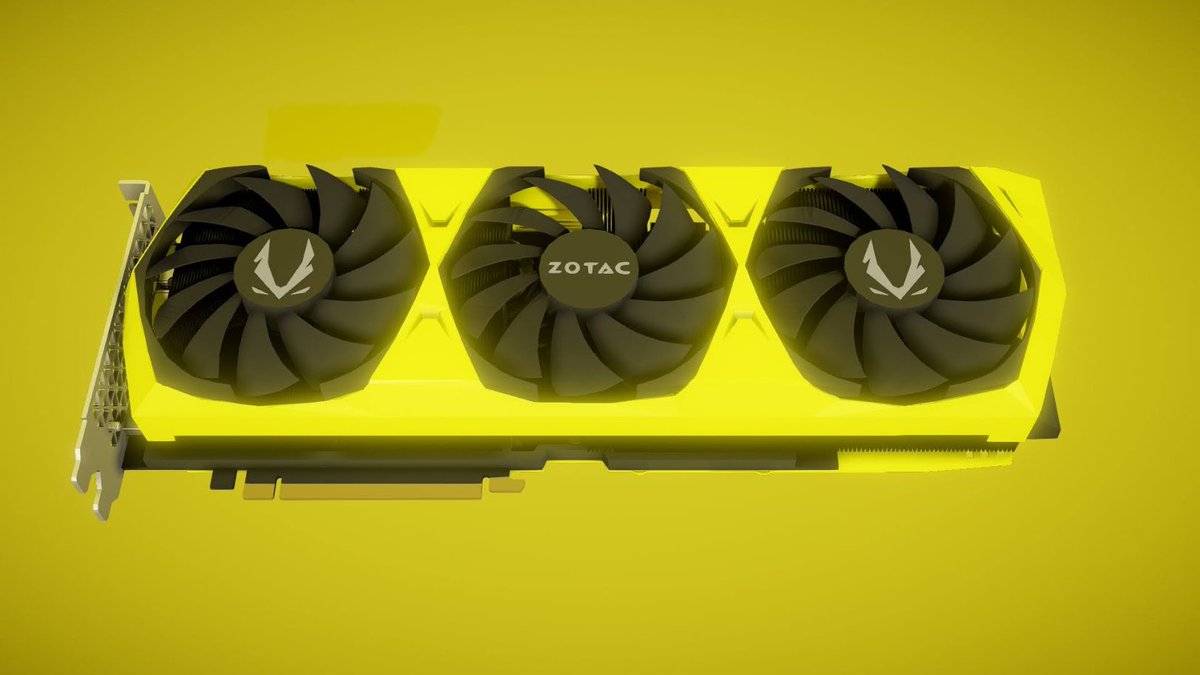 ZOTAC's tweet photo. GeForce RTX GPU accelerated performance helped speed up this Yellow ZOTAC GAMING Trinity 3D rendered GPU

📷Twitter: @PLANET0071

#ZOTAC #ZOTACGAMING #Yellow #Custom #RTX30 #CustomGPU #Render #3d #Art #PcHardware #PcComponents #Tech #PC https://t.co/TqTUaqPrcW