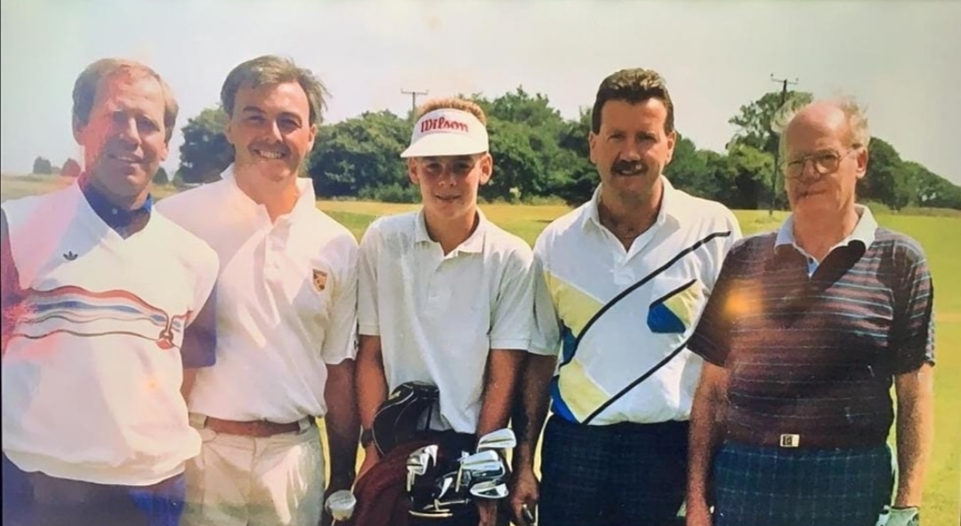 GethinCollins's tweet photo. Big G when he was little G caddying for Robert Ryder in the Welsh PGA Pro-Am @FairwoodPark 1990 ish ⛳ Jeff Bowen Fairwood Park President Jeff Grinter and Jim Morris. Great times at Fairwood Park GC  such a great place to grow up. @RobRydergolfpro https://t.co/9AsBLIuukl
