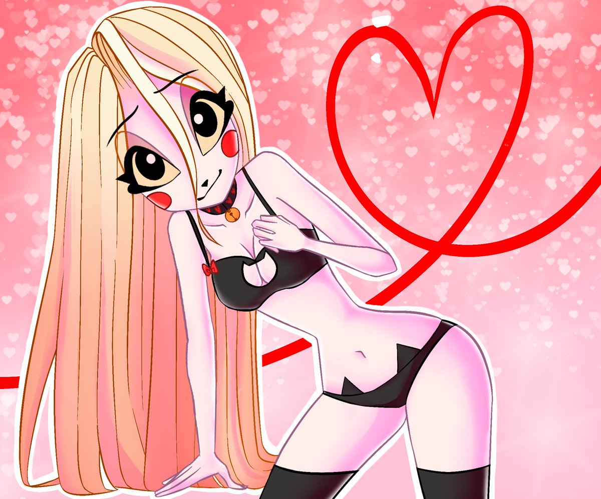 Erufusama1's tweet photo. I’m so sad because I had to wait for my paycheck to come in and I missed out on buying the pinup Charlie pin :( so instead I guess I have to draw lingerie Charlie instead 
#HazbinHotel 
#HazbinHotelFanart 
#charliemagne 
 #ハズビンホテル https://t.co/6O0g5mQPdf