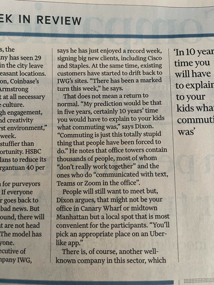 jasonhooper99's tweet image. Excellent point in @FT around office space and the theory that everyone works together. Thousands wear headphones or communicate via messaging platforms. Feel hybrid will be the win and you meet and discuss idea’s etc but 1-2 days a week. @profgalloway @rorysutherland