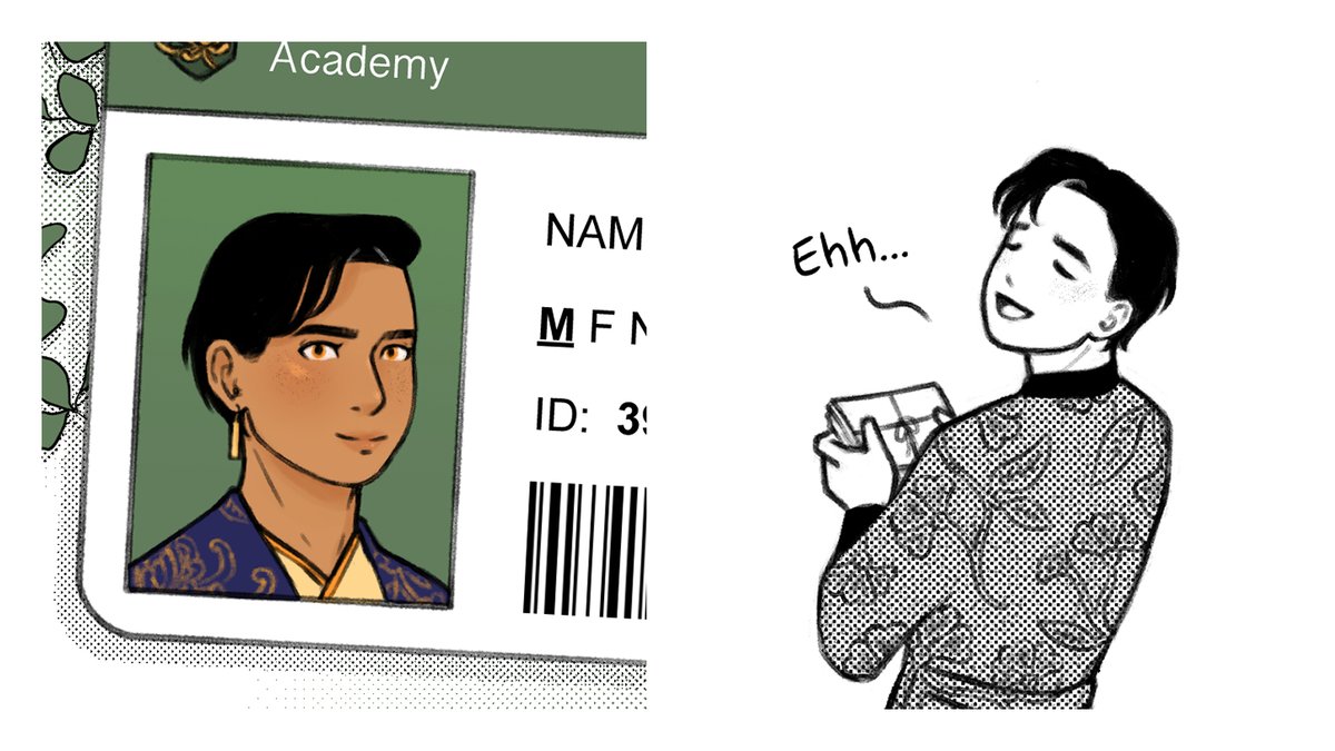 I drew him so serious on the intro page but he spends most of the time looking goofy in-comic........ 