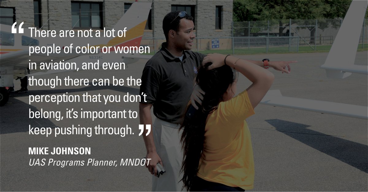 NBAA's tweet photo. When he’s not teaching #aviation &amp; drone operations to students at two different schools, Mike Johnson serves as the Minnesota Wing Diversity Officer for the @CivilAirPatrol &amp; the Assistant Program Director for the @OBAPEXCELLENCE Twin City Ace Academy. #BlackHistoryMonth2021 https://t.co/OVFljnKDGT