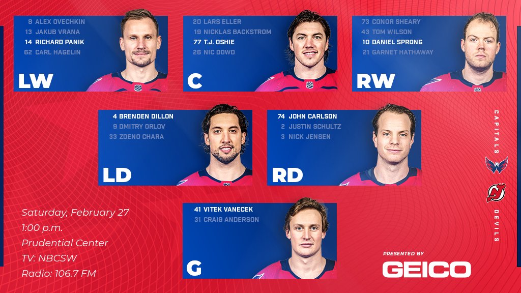 Capitals's tweet image. Lineys!

#CapsDevils | @GEICO