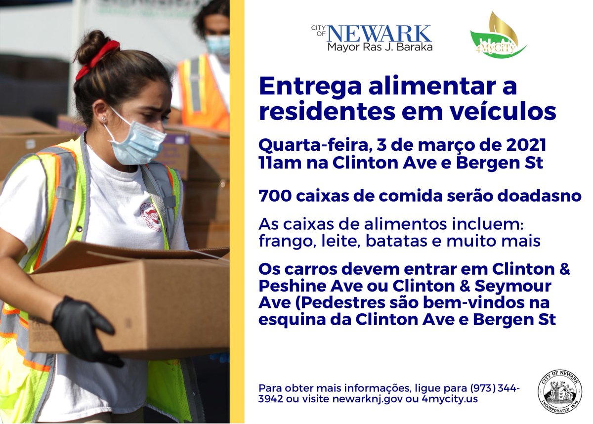 City Of Newark Meet Us At Clinton Ave Bergen St This Wednesday March 3 At 11am Where We Will Be Distributing Free Boxes Of Food To The Community If