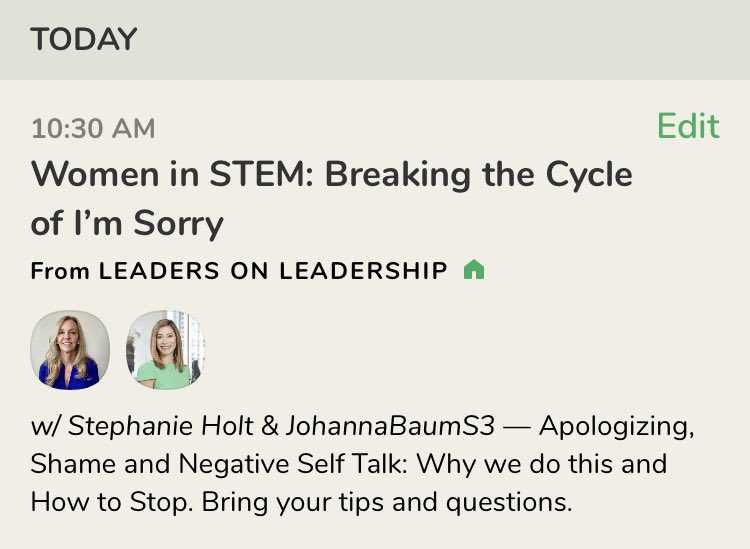 LeadersonL's tweet photo. Stop apologizing for just being in the room!!

Join us at 10:30am PST to figure out how! 

#WomenInSTEM 
#Clubhouse https://t.co/3MYNLjcgYt