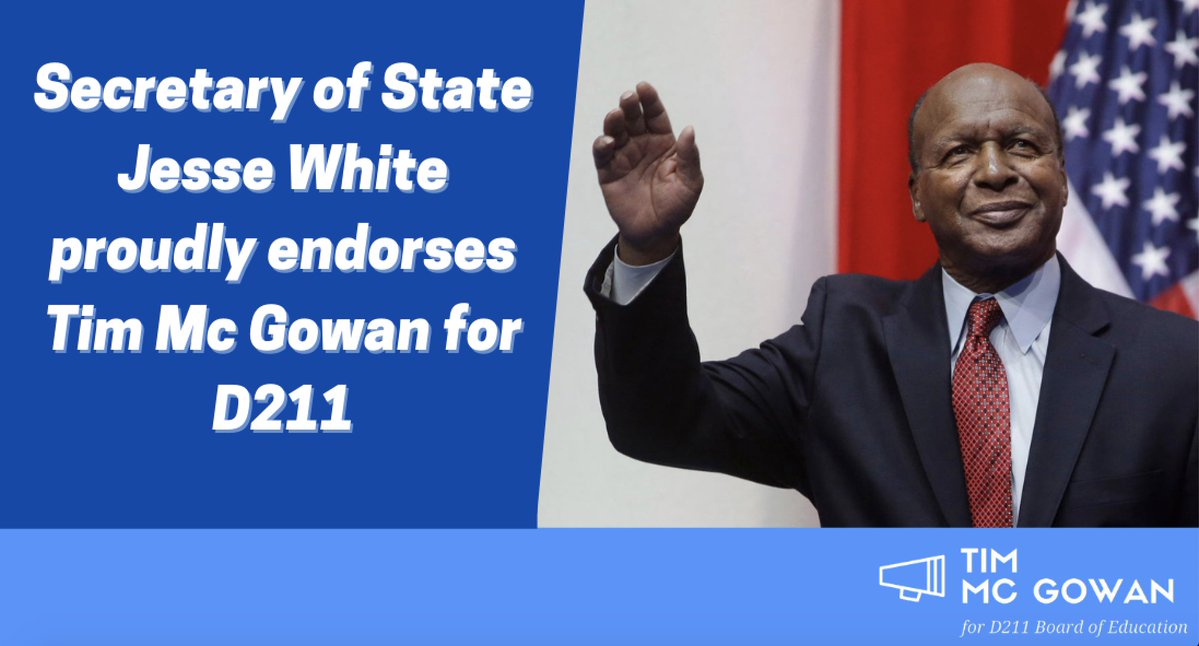 mcgowanforD211's tweet photo. I'm grateful to have the support of Secretary of State @JesseWhite2018 in this election! We're growing a movement that sees the need for change in D211. Join us by signing up for updates on our campaign or donating. Visit https://t.co/uZIzRWLhVD! https://t.co/nxyNIOqzUj