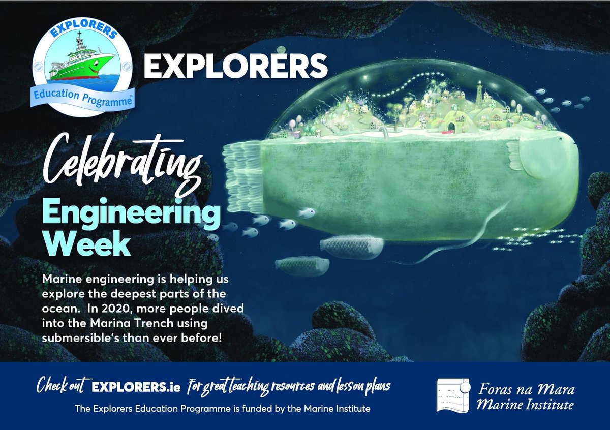 explorersedu's tweet photo. Happy #EngineersWeek from us all at the Explorers Programme. We cant wait to share lots of marine design & make ideas with you as we dive from the ocean surface into the depths of ocean exploration #lovetheocean #explorersathome #engineering @MarineInst @EngineerIreland https://t.co/WobxCdipSs