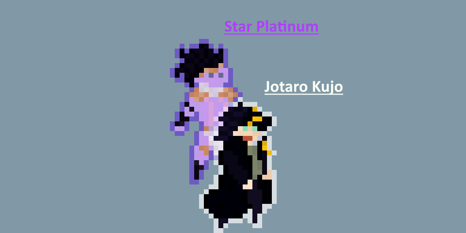 FireAntsStudios's tweet photo. Hellow guys, school is still a bitch ,as always, so working on #deathless is kinda hard...
I felt kinda inspired but I didn't have that much time to spare so I made this silly little #pixelart. I hope you enjoy
#jojo #jojo_world #pixelart #fanart #pixelartist #indiedev #developer https://t.co/iml8IOA76R