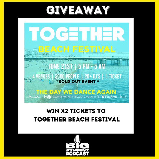 🌟GIVEAWAY🌟

As a huge thank you for all the support we have received, we are giving away x2 tickets to the SOLD OUT event Together Beach Festival!🌊

Enter now: instagram.com/p/CLzg9FErJIZ/…