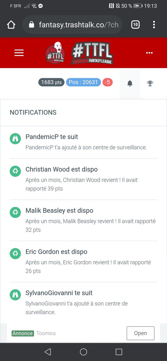 La rançon de la gloire, quand tu es top 10 de la <a href="/LigueExoticTTFL/">Ligue Exotic TTFL 🐪❤️</a> et que les samouraïs de <a href="/KyotoTTFL/">Kyoto Samouraï TTFL 🐪🐉❤️</a> cartonne les espions adverses sont de sortie ! 

Je vous vois <a href="/TananariveTTFL/">Tananarive Dolphins TTFL (on vire Sylvain)</a> <a href="/NewDelhiTTFL/">New Delhi Éléphants 🐘</a> ⚔️