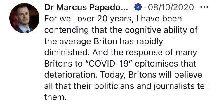 TheWisdomofDrP's tweet photo. Thoughts of Dr Marcus on:

The crushing burden of being so much more intelligent than everybody else. https://t.co/fh7Wb56cYf