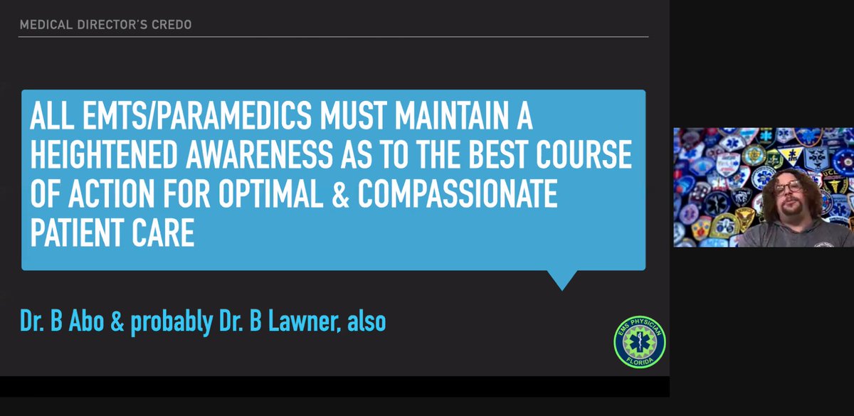 EMSWorldOFCL's tweet photo. "We don't just do things because that's what our textbook told us to do." —Dr. Ben Abo, EMS physician and paramedic, delivering a "medical hour" lecture on #asthma and reactive airway disease during the #NCEMSF virtual conference. @benabo @NCEMSF https://t.co/vnlW8yopve