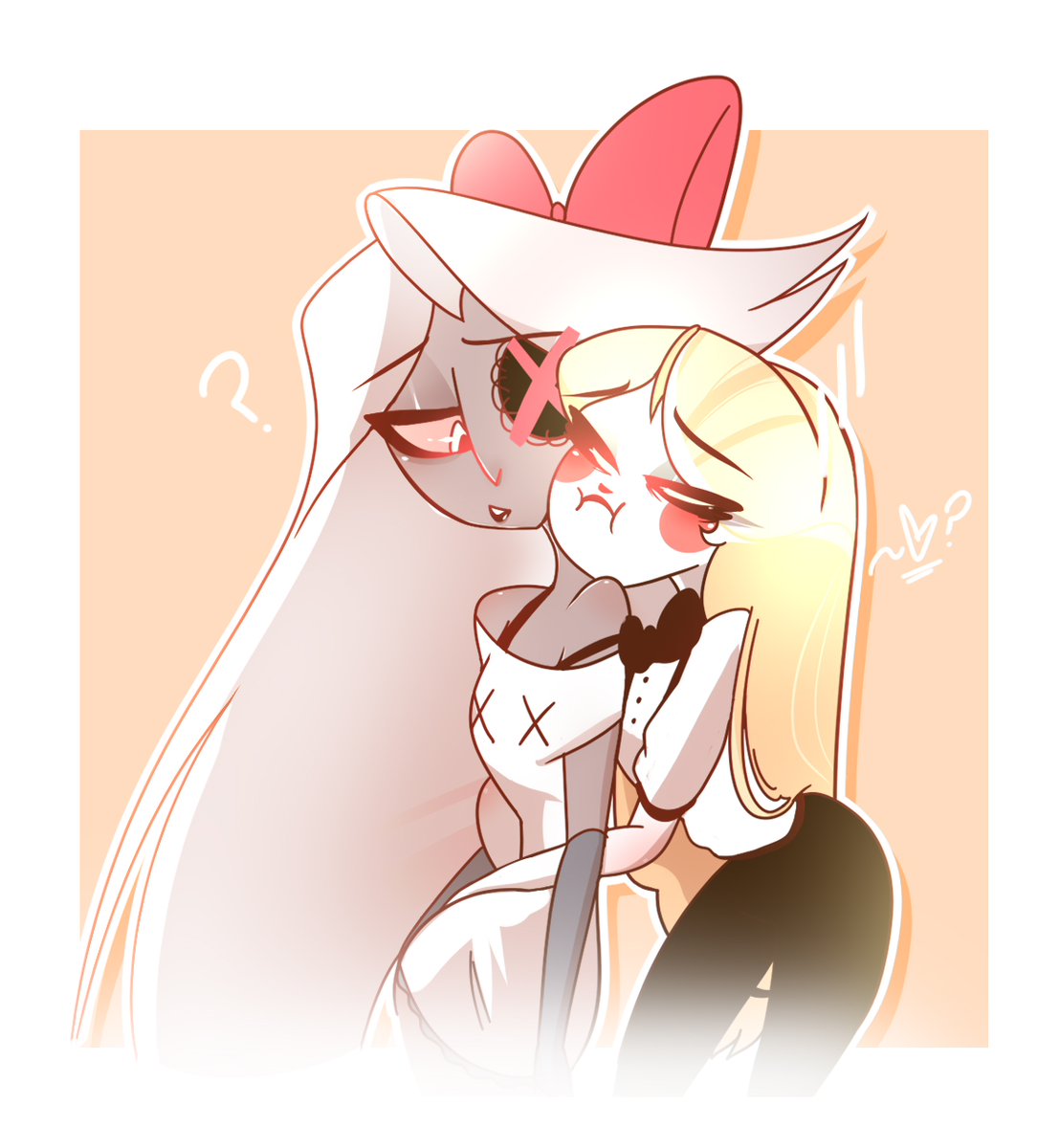 astrallyyyy's tweet photo. tired 🌈🦋 #rainbowmoth #chaggie 
#hazbinhotel

i want what they have- https://t.co/dZMKPtayKk