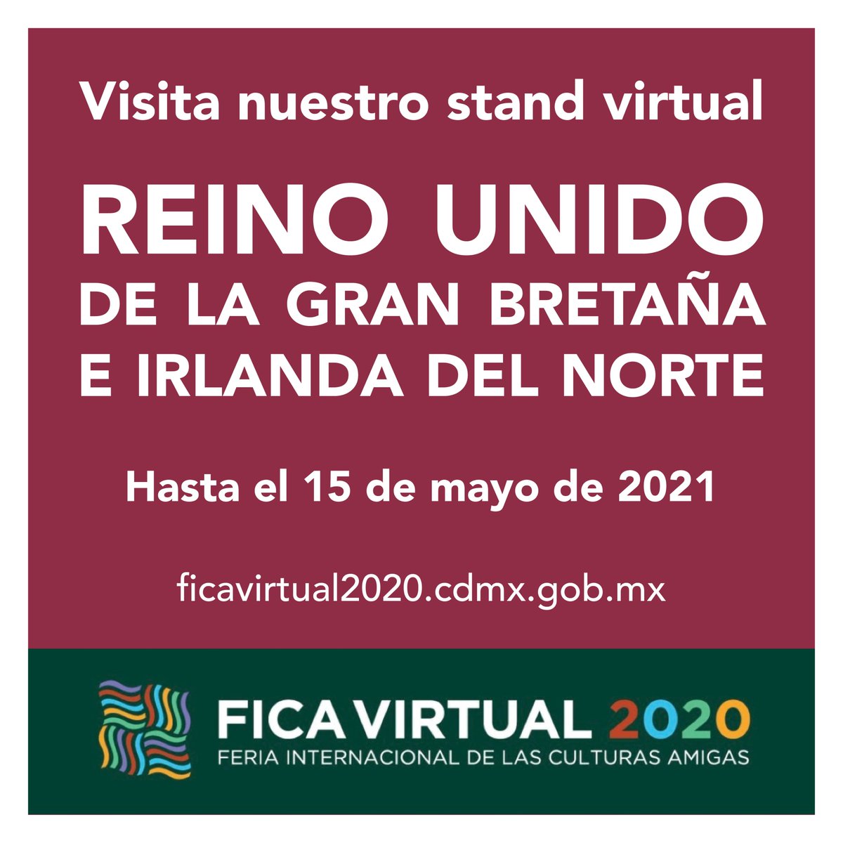Ya estamos en la Feria Internacional de las <a href="/CulturasAmigas/">Culturas Amigas</a>! 🇬🇧💂⚽️👨‍🎤 
Gracias a <a href="/GobCDMX/">Gobierno de la Ciudad de México</a> y <a href="/InternacCDMX/">Internacionales CDMX</a> por sumarnos a la edición virtual de este evento que cada año nos permite compartir con ustedes un fragmento de nuestro país. Visiten nuestro stand en bit.ly/ficauk21