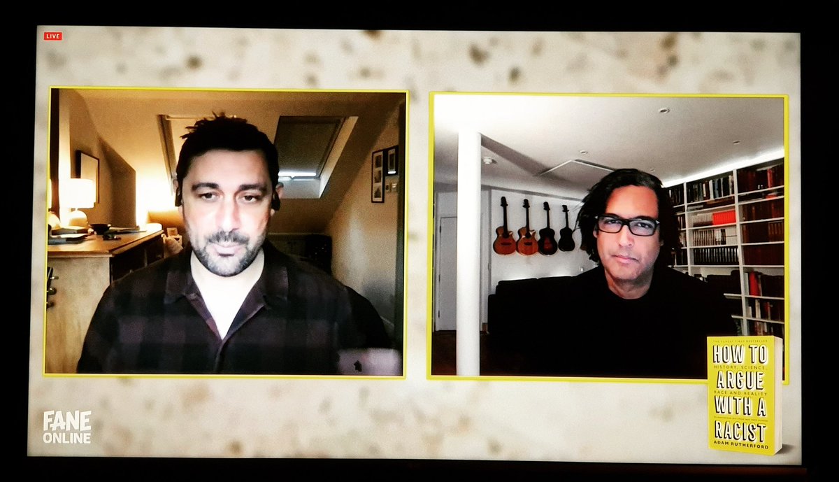 sheniravjismith's tweet photo. Covid, racialisation, human classification through empire, and the misuse of scientific data - @AdamRutherford @DavidOlusoga in thought provoking conversation this evening.
#viewfrommysofa
#lockdownconversations
@FaneProductions https://t.co/TW9Pe3APLk