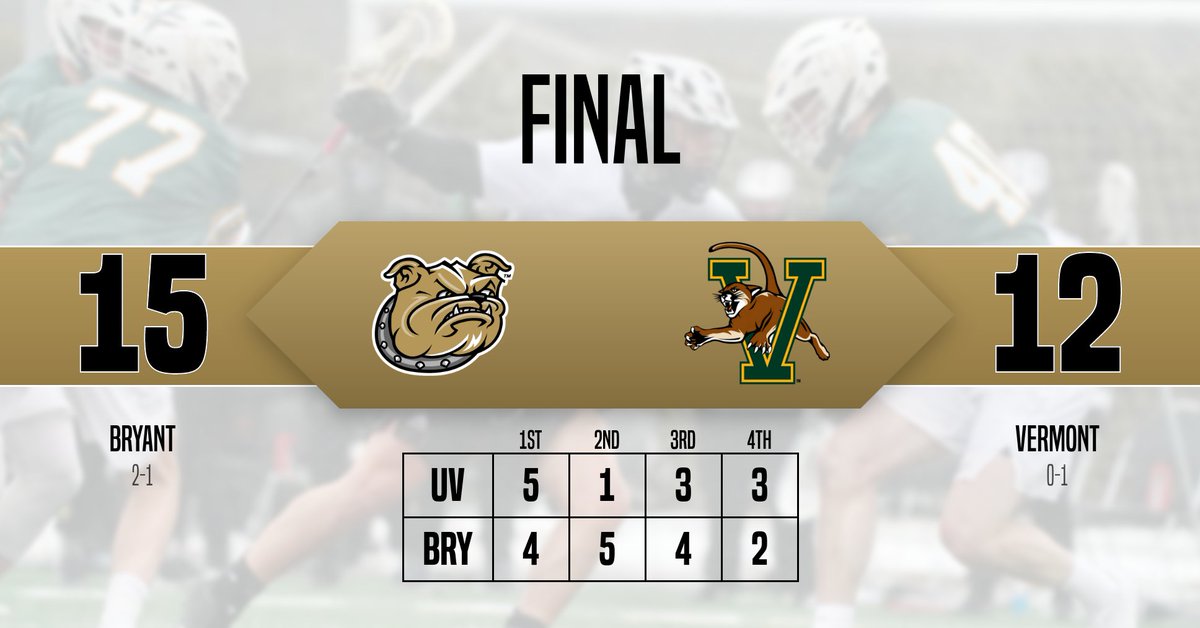 BULLDOGS WIN!!

Bryant defeats UVM 15-12 at home.