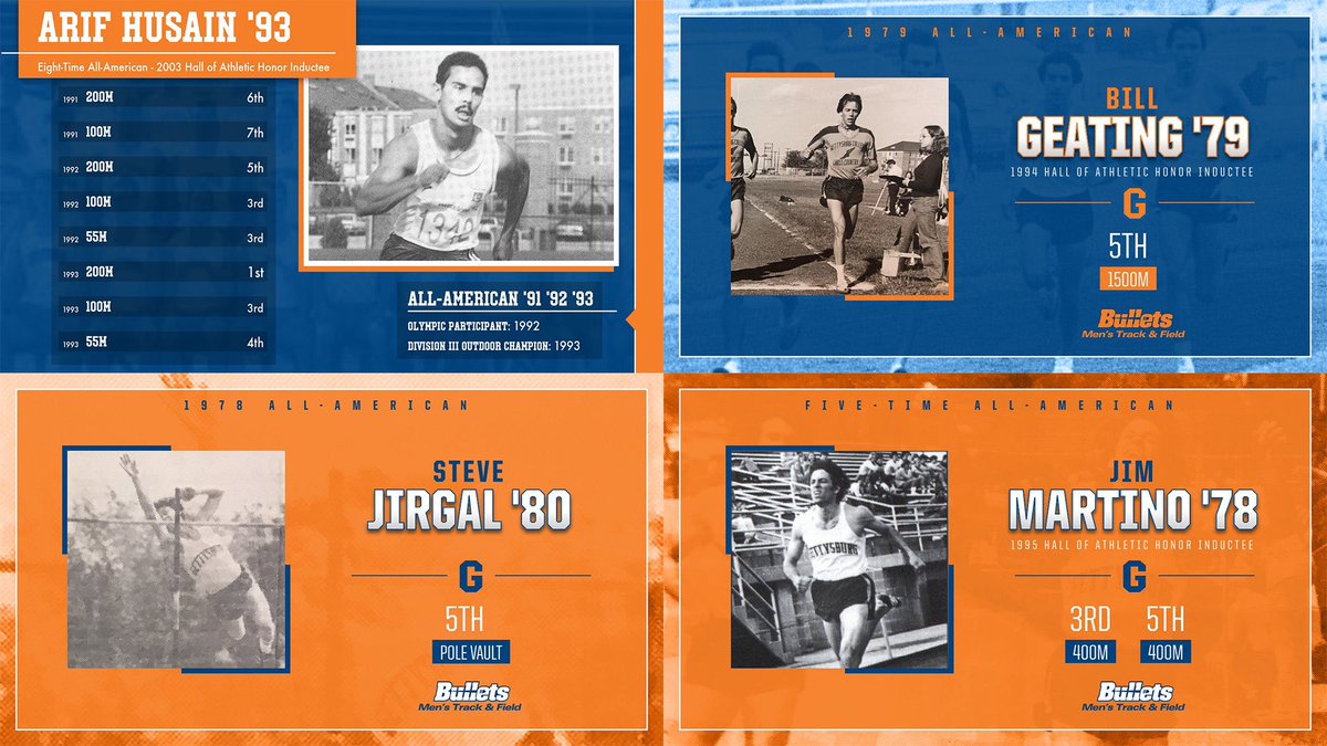 gburgbullets's tweet photo. Take a look ➡️ at all these spectacular All-Americans through the years from the #BulletsMTRACK program! 🐐🔥🔥🤩 #GoBullets🔸🔹 #GettysburGreat #d3track #GOATS #superstars #AllAmericans https://t.co/pRYGyCc7J1