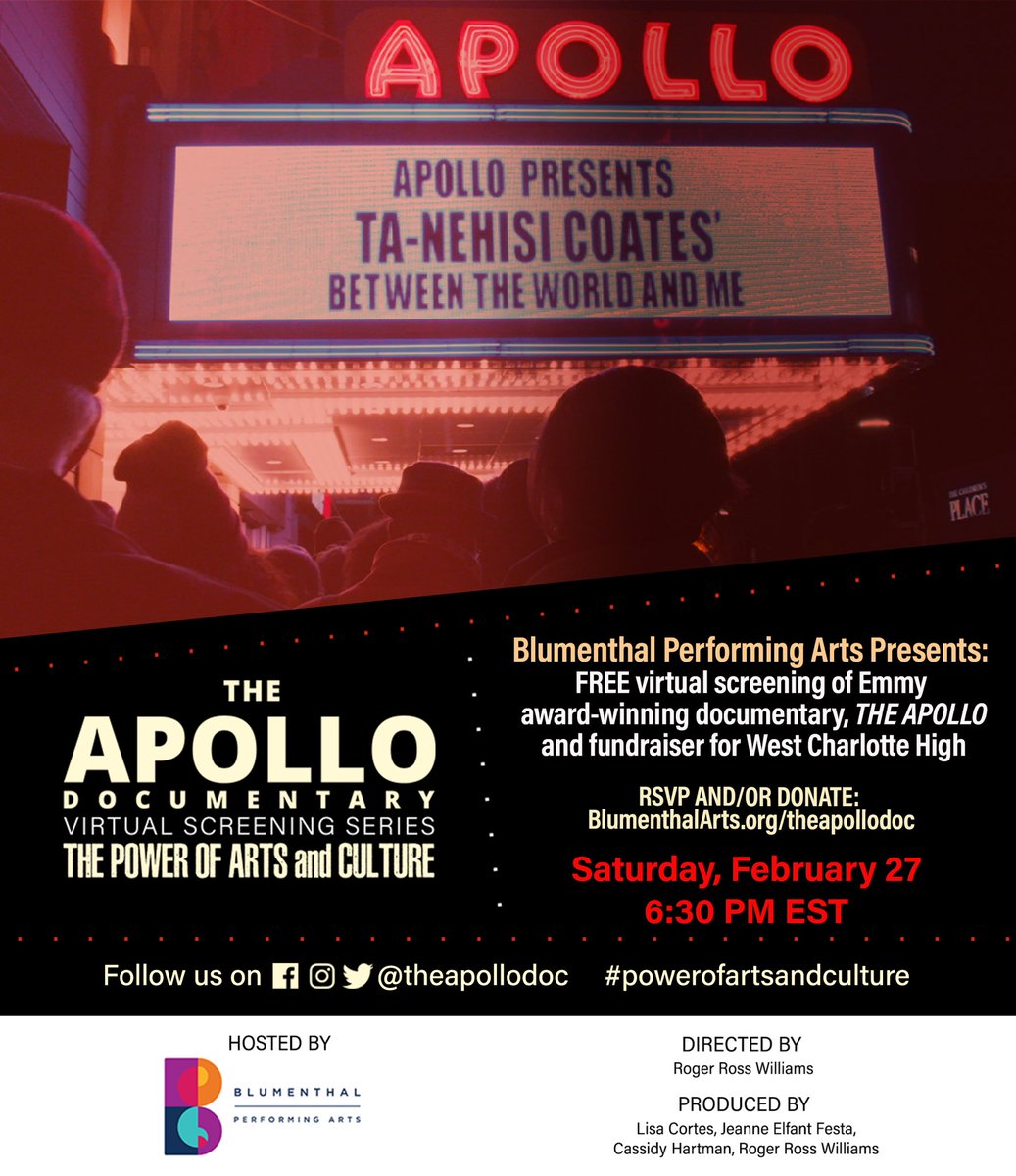 theapollodoc's tweet photo. Tonight is the night! We are getting ready for 2 screenings at 6 &amp; 6:30 PM ET hosted by @savannahstate &amp; @BlumenthalArts.

Visit https://t.co/MRB9Bc3366 to RSVP and/or DONATE to their fundraisers!  

#theapollodoc #powerofartsandculture #HBCU #blackhistorymonth #BHM #ourstories https://t.co/HMfh4VEB0I