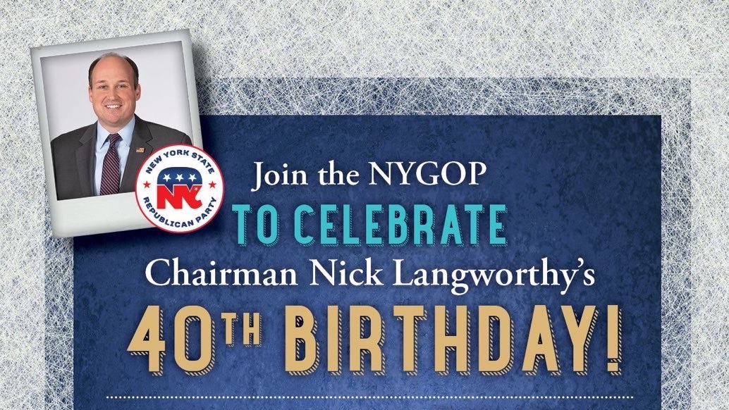 Wishing a very Happy Birthday to our <a href="/NewYorkGOP/">New York GOP</a> Chairman <a href="/NickLangworthy/">Nick Langworthy</a>. Looking forward to celebrating! 🎉