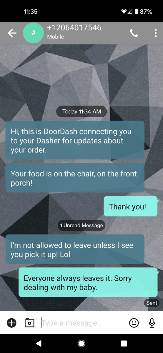 jessbar's tweet photo. @DoorDash_Help @DoorDash why wouldn't your delivery driver go away until he saw me pickup the food myself? Super creepy and doesn't make sense with my contactless option. How do I file a complaint??? I've been looking for an email address. https://t.co/gH3ikQMjbC