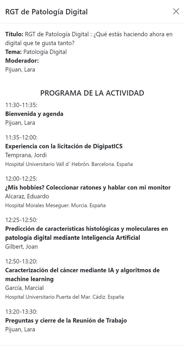 lara_pijuan's tweet photo. Actividades del Grupo de Trabajo de Patología Digital #SEAP2021B para que lo vayas anotando ✍🏻
🎯 Viernes 28 Mayo 21
⏱ 11:30 Reunión GT: Que estás haciendo ahora en digital que te gusta tanto?
⏱ 15:15 Curso Corto: Tips y consejos para entrar en la PD 
📌 https://t.co/6XQAkXOW6V https://t.co/fFeY94Ma5J