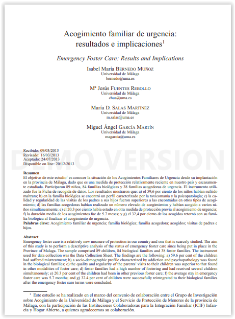 Artículo| Acogimiento familiar de urgencia: resultados e implicaciones.
 ✔ analiza la situación de los acogimientos familiares de urgencia desde su implantación en la provincia de  Málaga
ACCEDE 👉🏾 cutt.ly/QlUCnZy