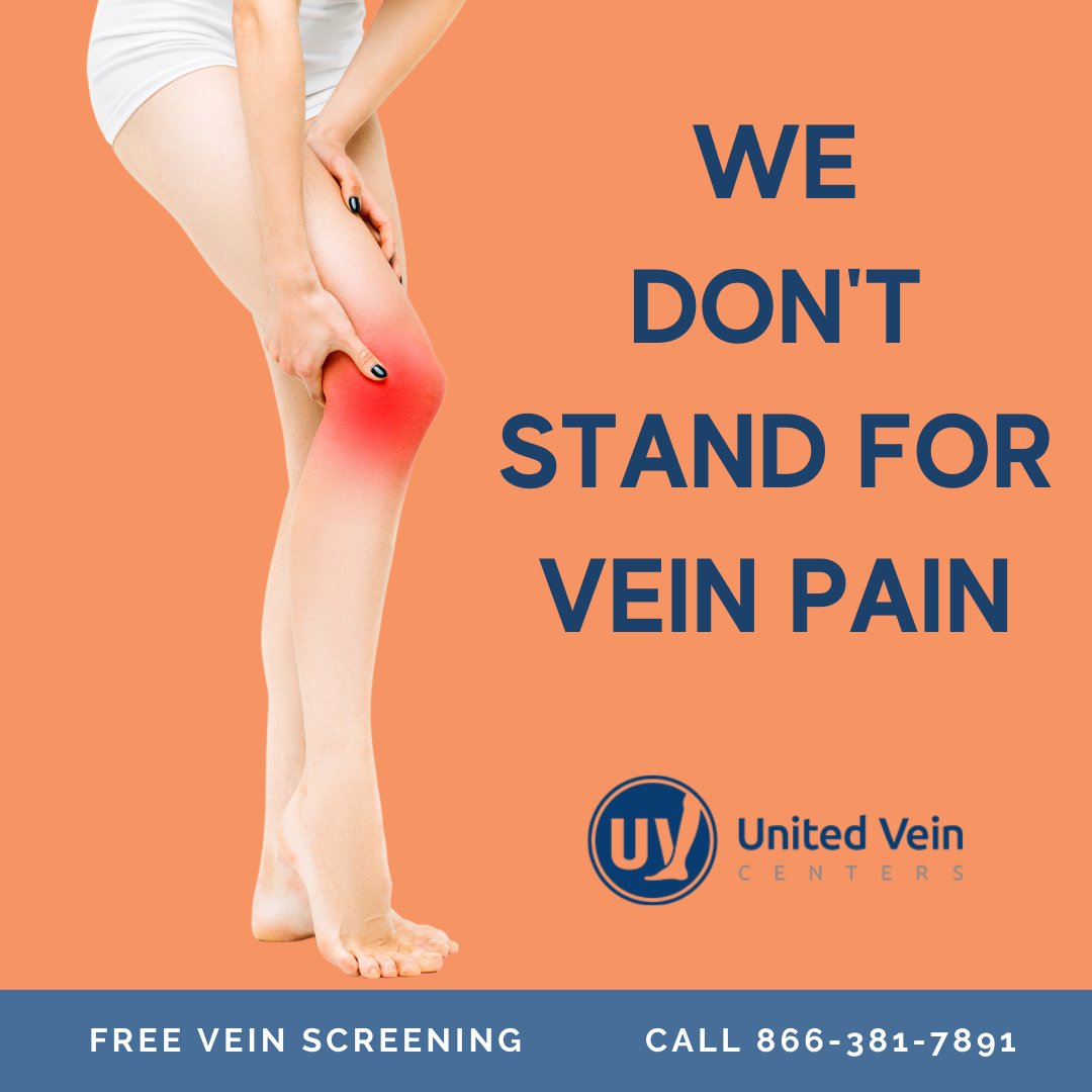 At United Vein Centers, we don't stand for vein pain. If you're experiencing pain in your veins, call today for a free consultation!

📞 866-381-7891 bit.ly/2ISErC7  
#UnitedVeinCenters #VeinClinic #VeinDoctor #VaricoseVeinTreatment #VaricoseVeins