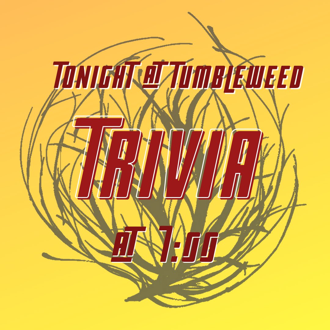 tumbleweed_brew's tweet photo. Saturday night trivia. Full Drinks &amp; Full Menu. Come join us! https://t.co/5dioCM4hdR