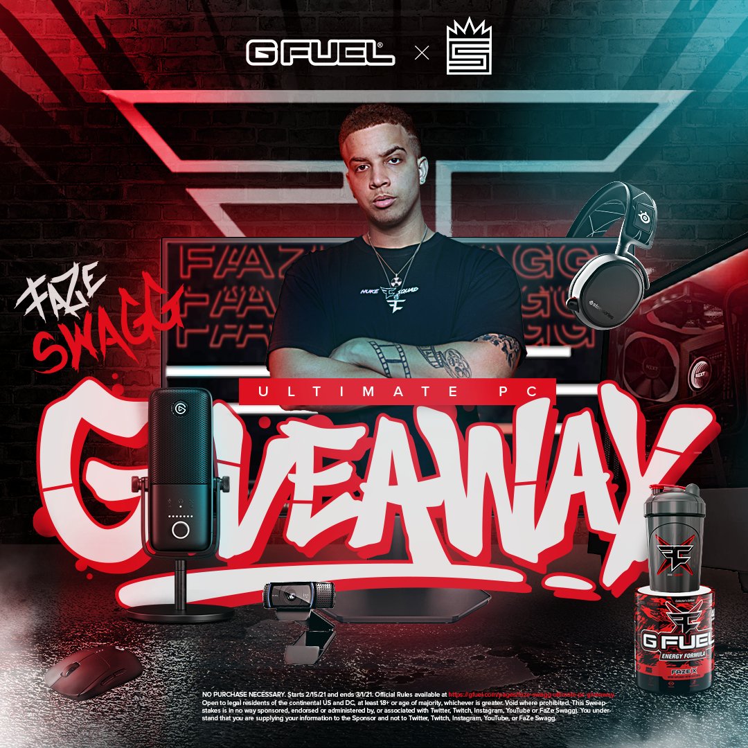 GFuelEnergy's tweet image. 🚨 2 DAYS LEFT TO ENTER THIS EPIC PC BUILD + #GFUEL GIVEAWAY!!! Courtesy of us and the big homie @Swagg! 

❤️ Like + RT + Follow us for good luck!

✍️ 𝐄𝐍𝐓𝐄𝐑: gfuel.com/pages/faze-swa…