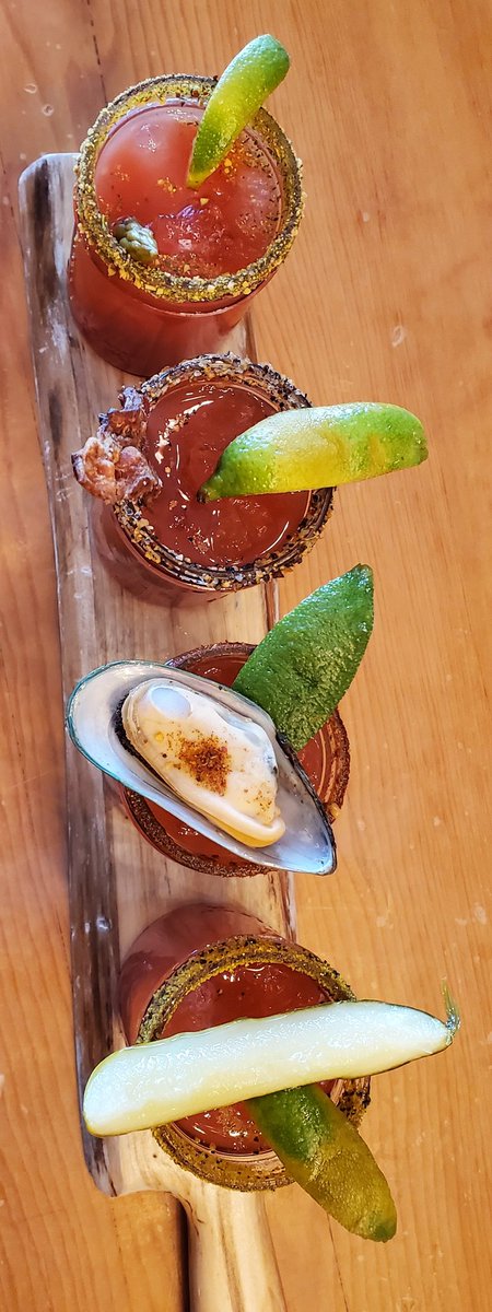 Had our Caesar Flight? ✈

4 Local Craft Caesars made with all ALBERTA Craft Spirits - using grains and ingredients that are locally sourced.

Bacon 🥓 <a href="/HansenSpirits/">Hansen Distillery</a>
Pickle 🥒 <a href="/stoneheartcraft/">Stoneheartdistillery</a>
Garlic 🍅 <a href="/RigHandSpirits/">Rig Hand Distillery</a>
HECKYEAH! 🔥 @adequatevodka

#DrinkLocal 
#SupportLocal 💚