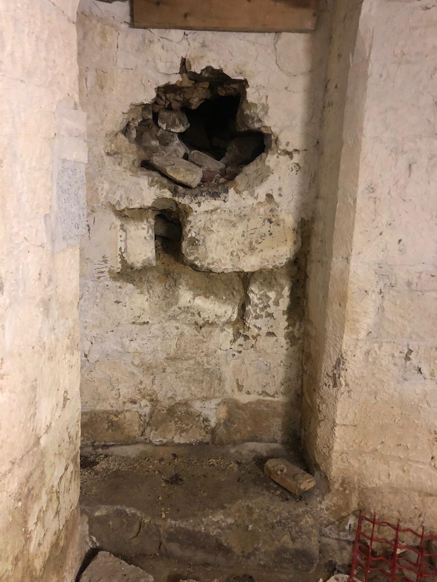ByresBilly's tweet photo. @thegreatbritdig our old farm house has this bricked up door way in the cellar, check out the groove in the step, it’s been well used. Locals say it leads to the local monastery. We need your help!! https://t.co/0xZefbspGH