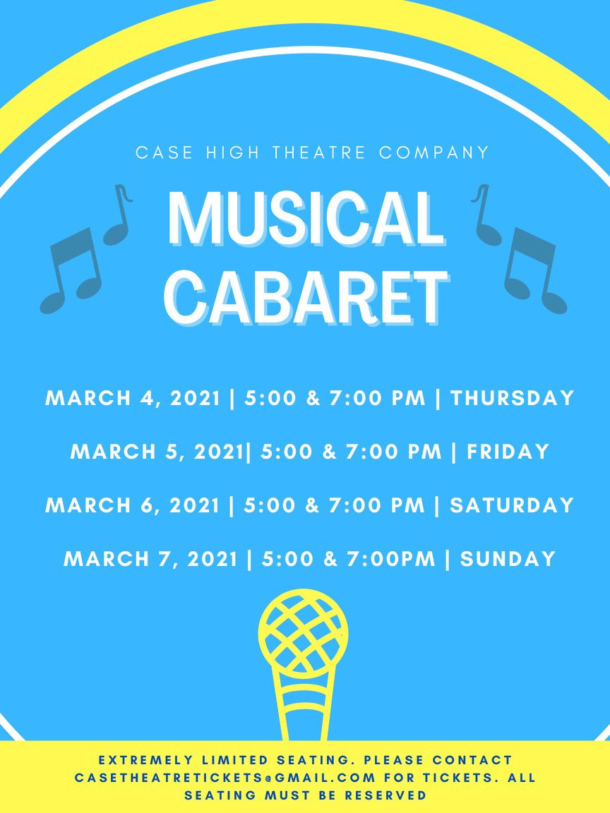 CaseHighTheatre.Co (@casehightheatre) on Twitter photo ⭐️!!Next weekend!!⭐️
Limited seating so reserve your tickets at casetheatretickets@gmail.com
Can’t wait to see you there! ⭐️!!Next weekend!!⭐️
Limited seating so reserve your tickets at casetheatretickets@gmail.com
Can’t wait to see you there!