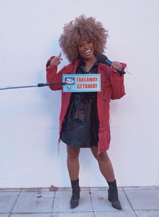 FleurEast's tweet photo. Goodnight from me and my robot arm! 😂 Congrats to Sophie who won the Takeaway Getaway tonight, she and her family had their holiday cancelled due to the pandemic and I’m so happy she won! ❤️ See you next week under the rainbow! 🌈 @itvtakeaway #SaturdayNightTakeaway https://t.co/8DL8gS8Hvt